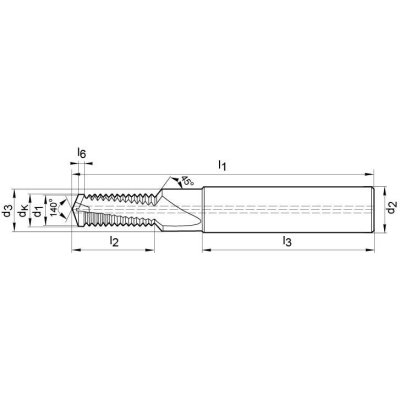 Závitníková fréza tvrdokov DTMCSP TiCN stopka HA vnitřní chlazení 1,5xD M16 GÜHRING - obrázek