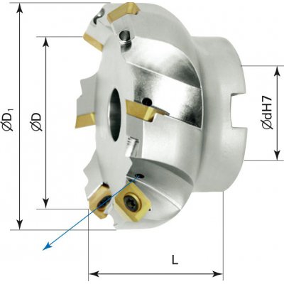 Rovinná nástrčná fréza vnitřní chlazení 45° Z7 SEET/SEEW D125mm - obrázek