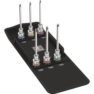 Sada adaptér-bity dlouhé, přídržná funkce Torx 1/2" 6 ks Wera