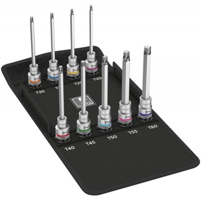 Sada šroubovákových hlavic dlouhá s přidržovací funkcí, Torx 1/2" 9 ks, Wera