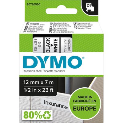 Popisovací páska D1 45013 černá/bílá 12mmx7m DYMO