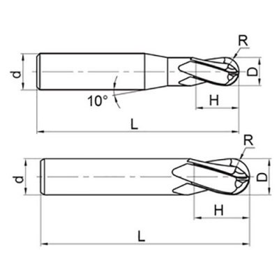 Kulová fréza 2-břitová 1,5 mm R:0,75 TK H50 AlTiN Toolzone - TMC0200b.jpg