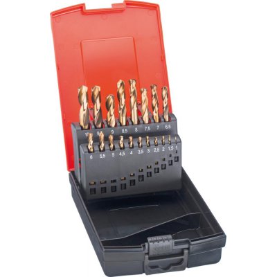 Sada krátkých vrtáků HSS-Co5 oxid zlata 19 ks 1- 10,0 mm vzestupně o 0,5