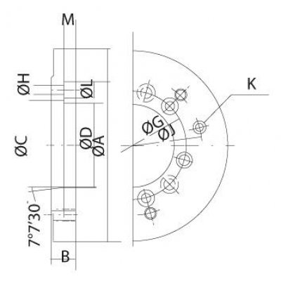 Příruba na sklíčidlo DIN55026/21 140mm 3B KK5 Kitagawa - obrázek