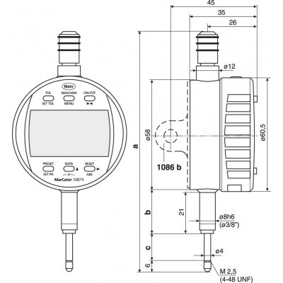 Úchylkoměr elektrický 1087 R-HR 12,5 mm (0,5") 0,001 mm MAHR - obrázek