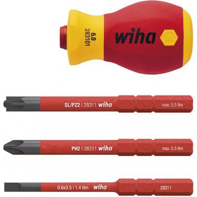 Držák bitů VDE Stubby electric slimVario 4 ks Wiha