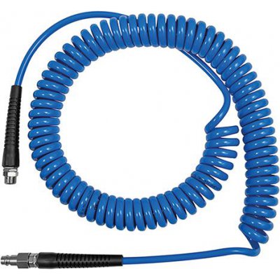 Spirálová hadice a šroubová spojka, ochrana proti zalomení PU modrá, vnější závit G1/4" 10x6,5mm, 6m