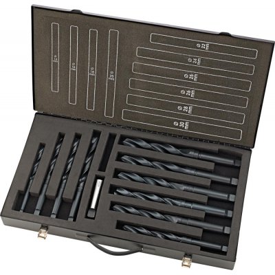 Sada spirálových vrtáků DIN345 HSS válcovaných 14-30 mm, 2 mm stoupání + 25 mm v kovovém kufříku FOR