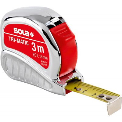Kapesní svinovací metr TRI-MATIC 10 mx25 mm žluté Sola