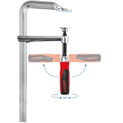 Celoocelová šroubová svěrka s 2-složkovou rukojetí 500x120 mm sklápěcí rukojeť Bessey