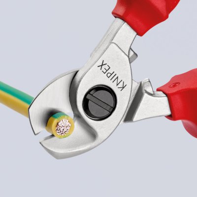 Kabelové nůžky VDE s vícesložkovými rukojeťmi 165 mm s pojistným očkem Knipex - obrázek