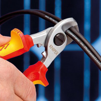 Kabelové nůžky VDE s vícesložkovými rukojeťmi 165 mm s pojistným očkem Knipex - obrázek