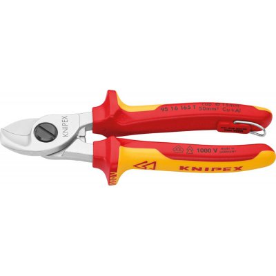 Kabelové nůžky VDE s vícesložkovými rukojeťmi 165 mm s pojistným očkem Knipex
