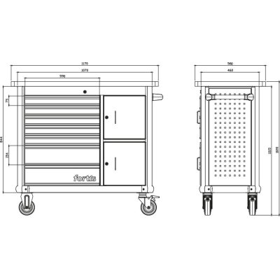 Pojizdny pracovni stul 1170x560x1020mm Fortis - obrázek