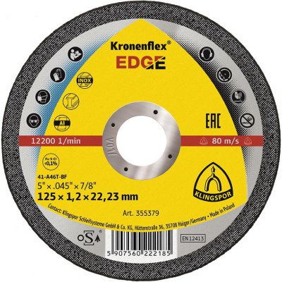 Řezný kotouč pro obrábění nerezu a hliníku EDGE Special 115x1,2mm rovný Klingspor