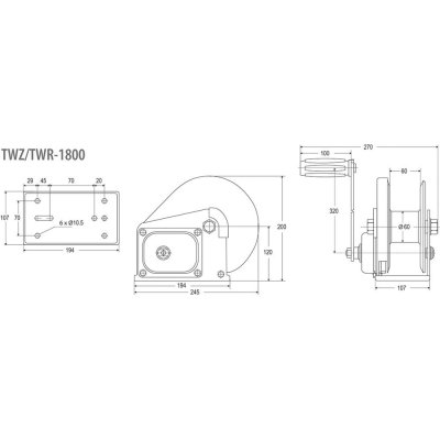 Rucní naviják TWZ 1800 nosnost 820 kg - obrázek