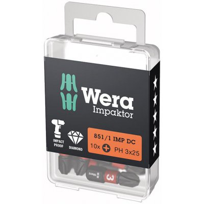 Bit Impaktor 1/4" DIN 3126 C6,3 PH3 x 25 mm balení 10 ks Wera