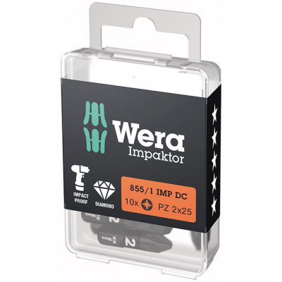 Bit Impaktor 1/4" DIN 3126 C6,3 PZ2 x 25 mm balení 10 ks Wera