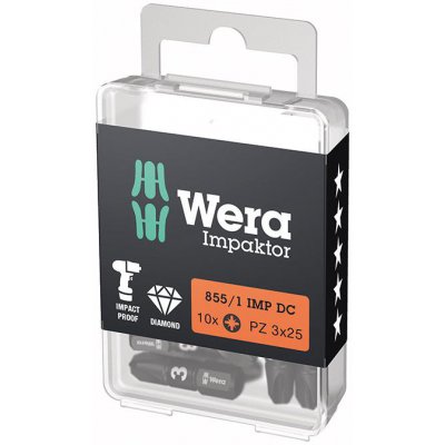 Bit Impaktor 1/4" DIN 3126 C6,3 PZ3 x 25 mm balení 10 ks Wera