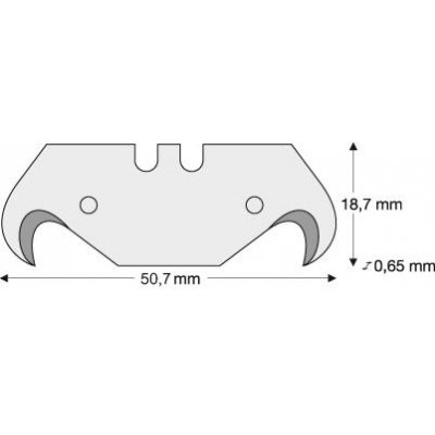 Háková čepel standardní 50,7 x 18,7 x 0,65 mm, balení 10 ks LUTZ BLADES - obrázek