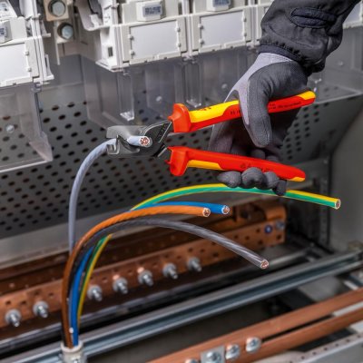 Kabelové nůžky VDE vícesložkové návleky 225 mm, štíhlý tvar hlavy KNIPEX - obrázek