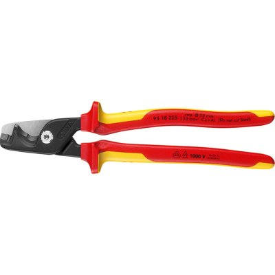 Kabelové nůžky VDE vícesložkové návleky 225 mm, štíhlý tvar hlavy KNIPEX
