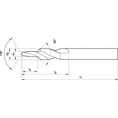 Krátký stupňovitý vrták HSS Průchozí otvor 90° M3 FORMAT - obrázek