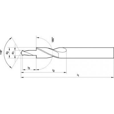 Krátký stupňovitý vrták HSS Průchozí otvor 180° M3 FORMAT - obrázek