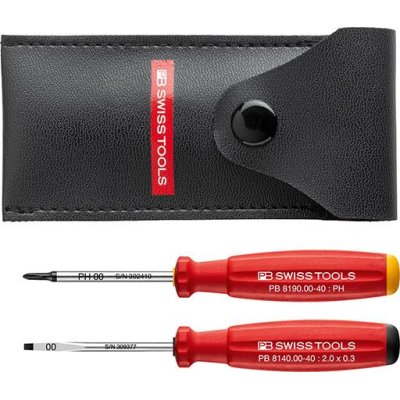 Sada mini šroubováků PH00 + drážka 0,3 x 2 mm 2 ks v pouzdře PB Swiss Tools