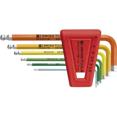 Sada inbusových klíčů Sada v plastovém držáku 6 ks 1,5-5 mm Rainbow Kulová hlava PBSwissTools
